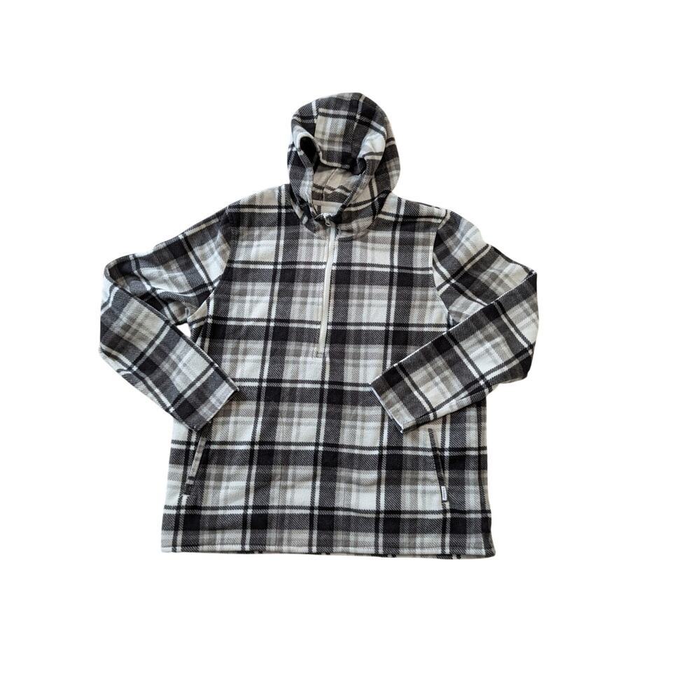 O'Neill SUPERFLECE 1/4 zip Fleece sweater, size Women's XL, Black & White Plaid